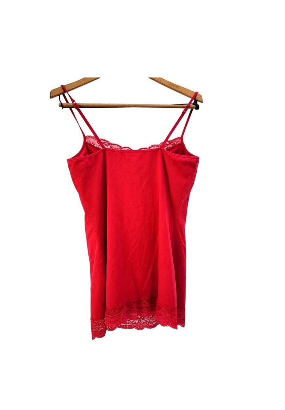 Y2K Indie Sleaze 2000s Layering Express Lace Trim Cami Tank Top Size Large Red